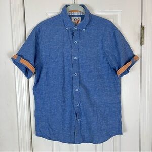 Marti Kat Men’s Linen Blend Short Sleeve Button Down Shirt